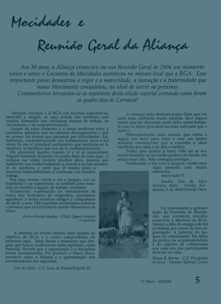 O Trevo Abr/2004 — Mocidades e Reunião Geral da Aliança