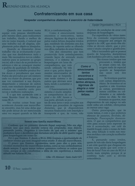 O Trevo Out/2005 — Confraternizando em sua casa